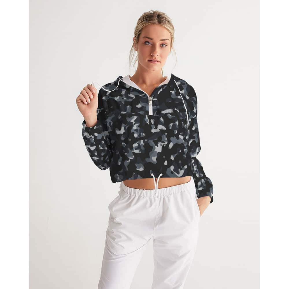 Black and Grey Camo Cropped Windbreaker - $64.99 Free