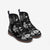 Black and White Floral Print Vegan Leather Boots - $99.99