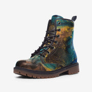 Blue and Brown Alcohol Ink Vegan Leather Boots