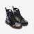 Blue and Gold Flowers Vegan Leather Boots - $99.99 - Free