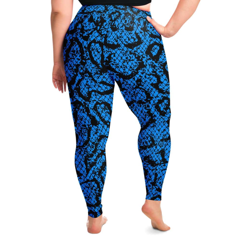 Blue Snakeskin Pattern Plus Size Leggings - $48.99 Free