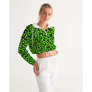 Bright Green Leopard Print Cropped Windbreaker