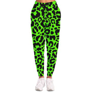 Bright Green Leopard Print Fashion Joggers