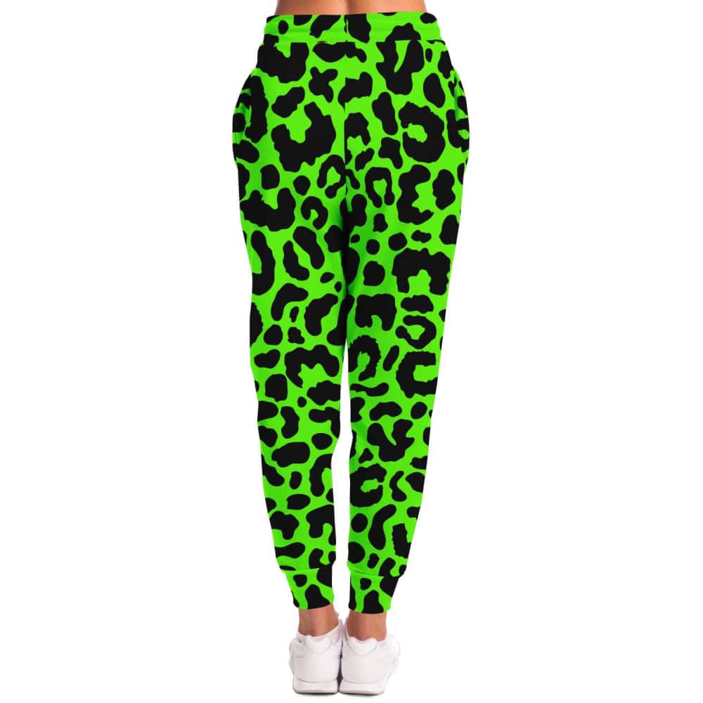 High Waist Pants - Dark green/leopard print - Ladies