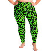 Bright Green Leopard Print Plus Size Leggings