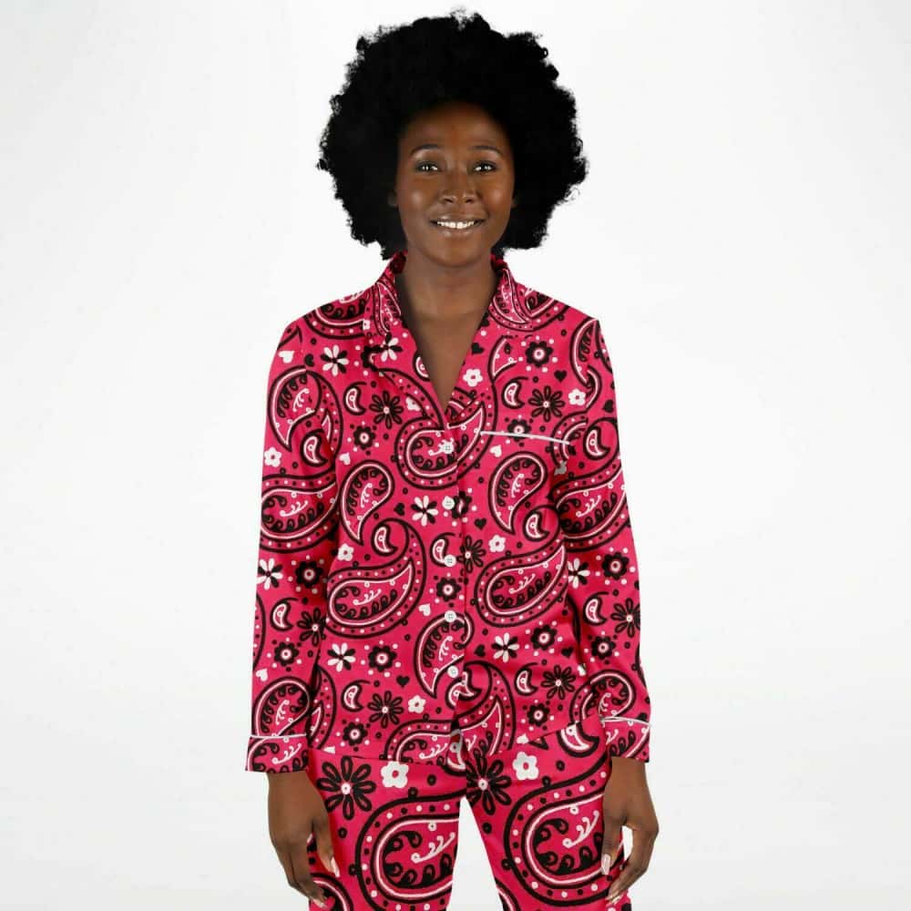 Bright Pink Bandana Satin Pajamas | $99.99 | Projects817 – Projects817 LLC