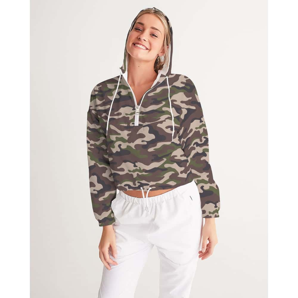 Brown and Green Camo Cropped Windbreaker - $64.99 Free