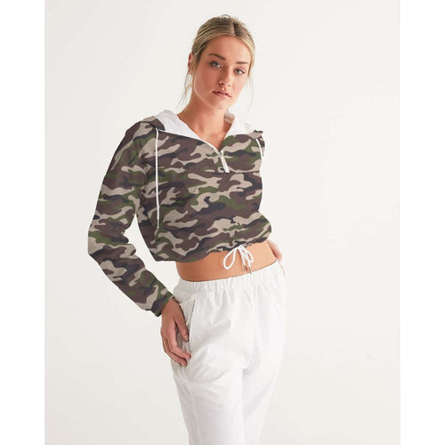 Brown and Green Camo Cropped Windbreaker