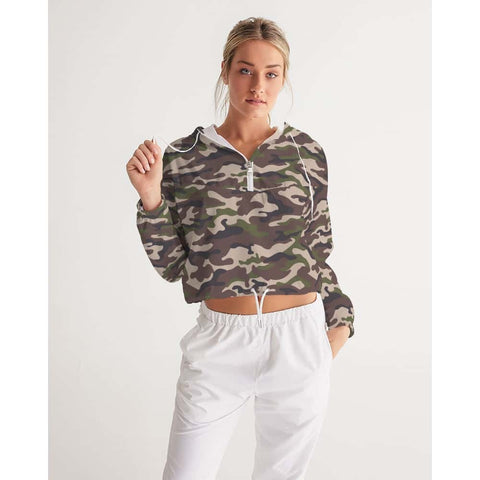 Brown and Green Camo Cropped Windbreaker - $64.99 Free