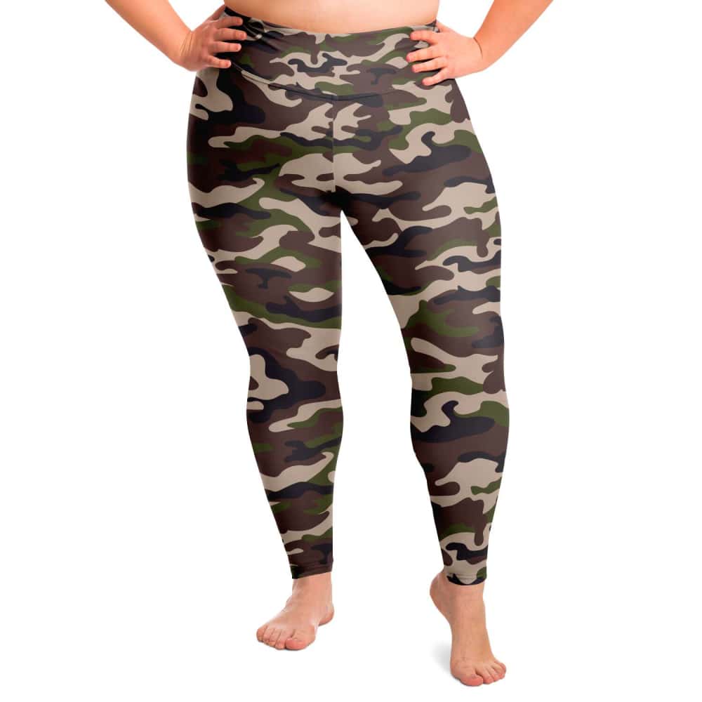 Brown And Green Camo Plus Size Leggings - Free Shipping - Projects817 LLC