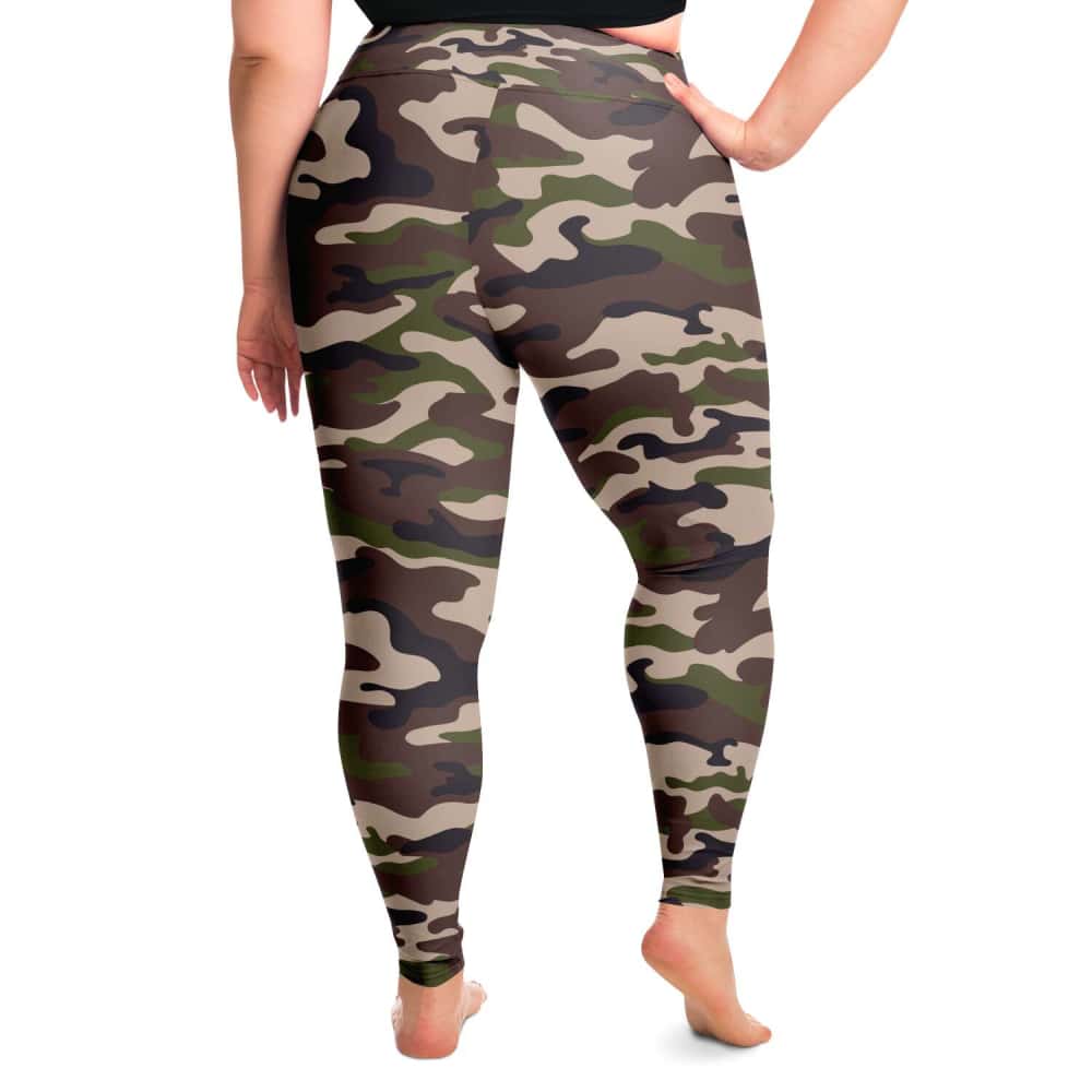 Brown And Green Camo Plus Size Leggings - Free Shipping