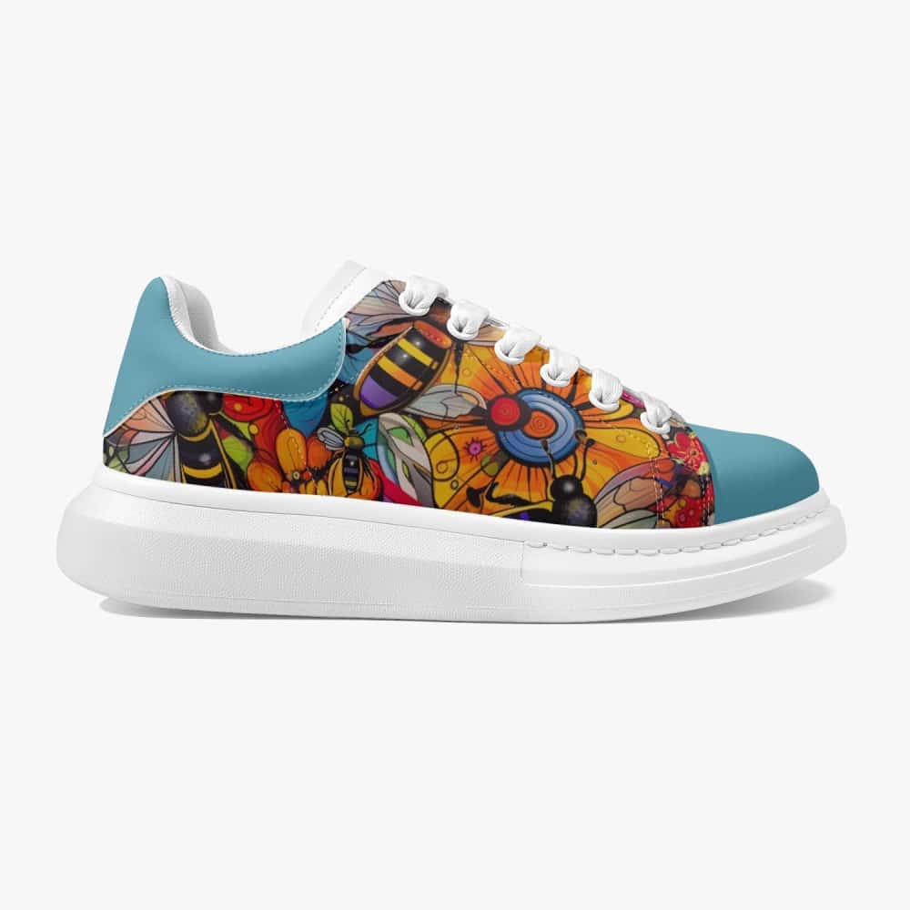 Bumblebee and Flowers LOW-TOP OVERSIZED VEGAN LEATHER