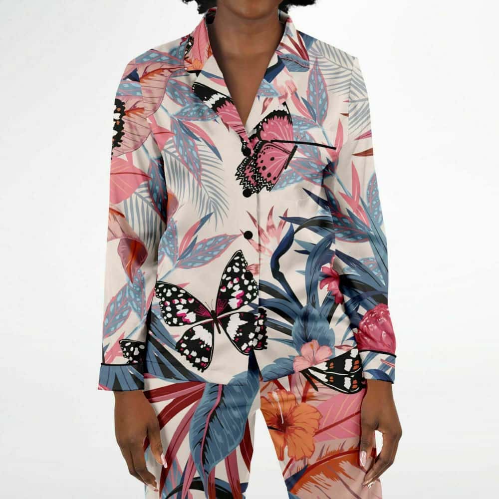 Butterflies and Floral Satin Pajamas - $84.99 Free Shipping