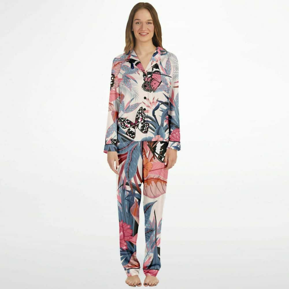 Butterflies and Floral Satin Pajamas - $84.99 Free Shipping