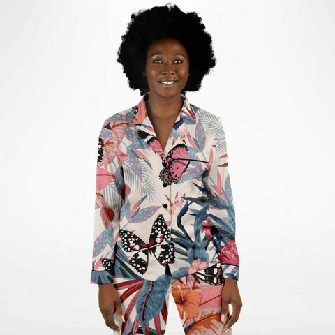 Butterflies and Floral Satin Pajamas - $84.99 Free Shipping