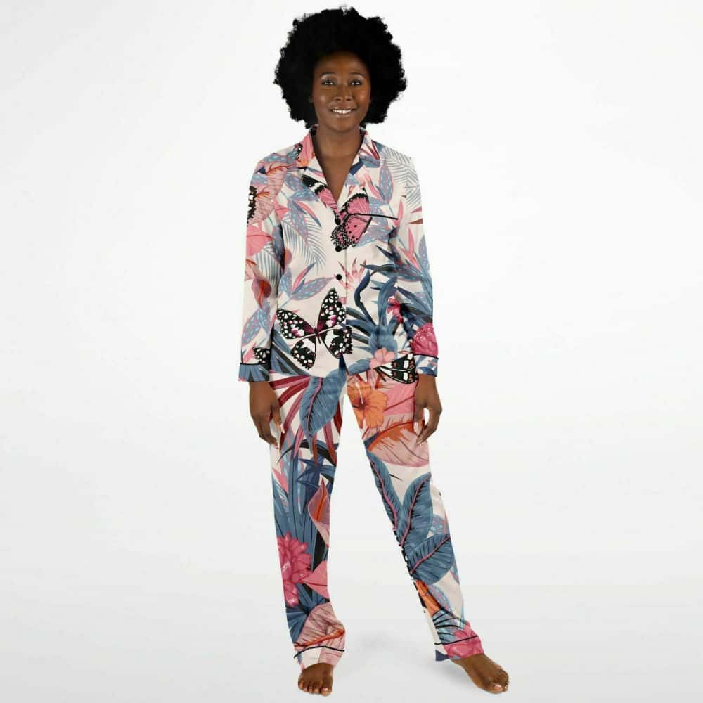 Butterflies and Floral Satin Pajamas - $84.99 Free Shipping