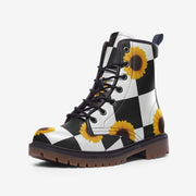 Checkers and Sunflowers Vegan Leather Boots