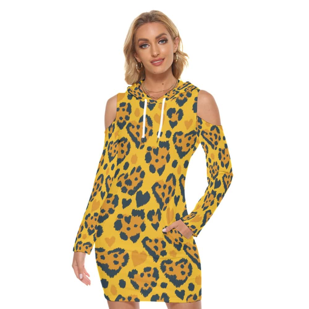 Cheetah Hearts Hoodie Dress - $54.99 - Free Shipping