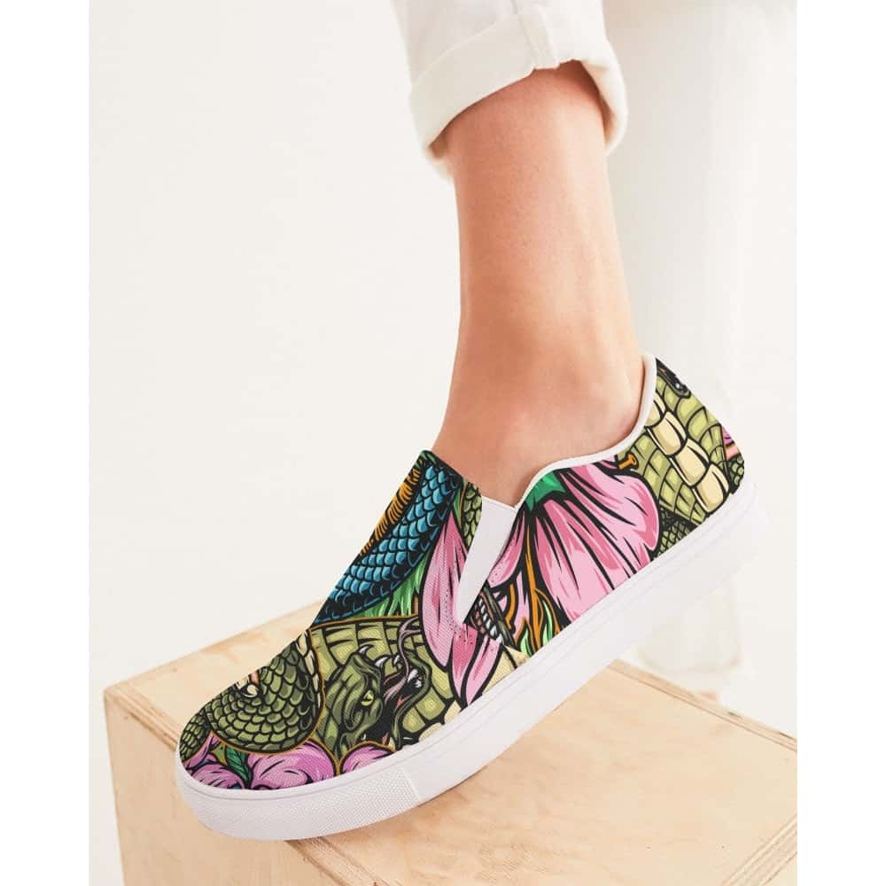 Dragons and Flowers Slip - On Canvas Shoes - $64.99 Free