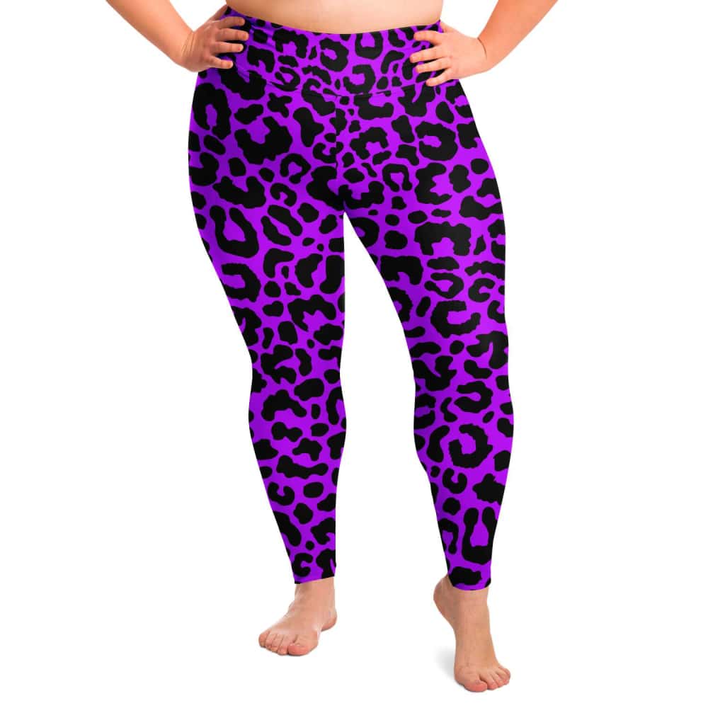 Electric Purple Leopard Print Plus Size Leggings - $48.99