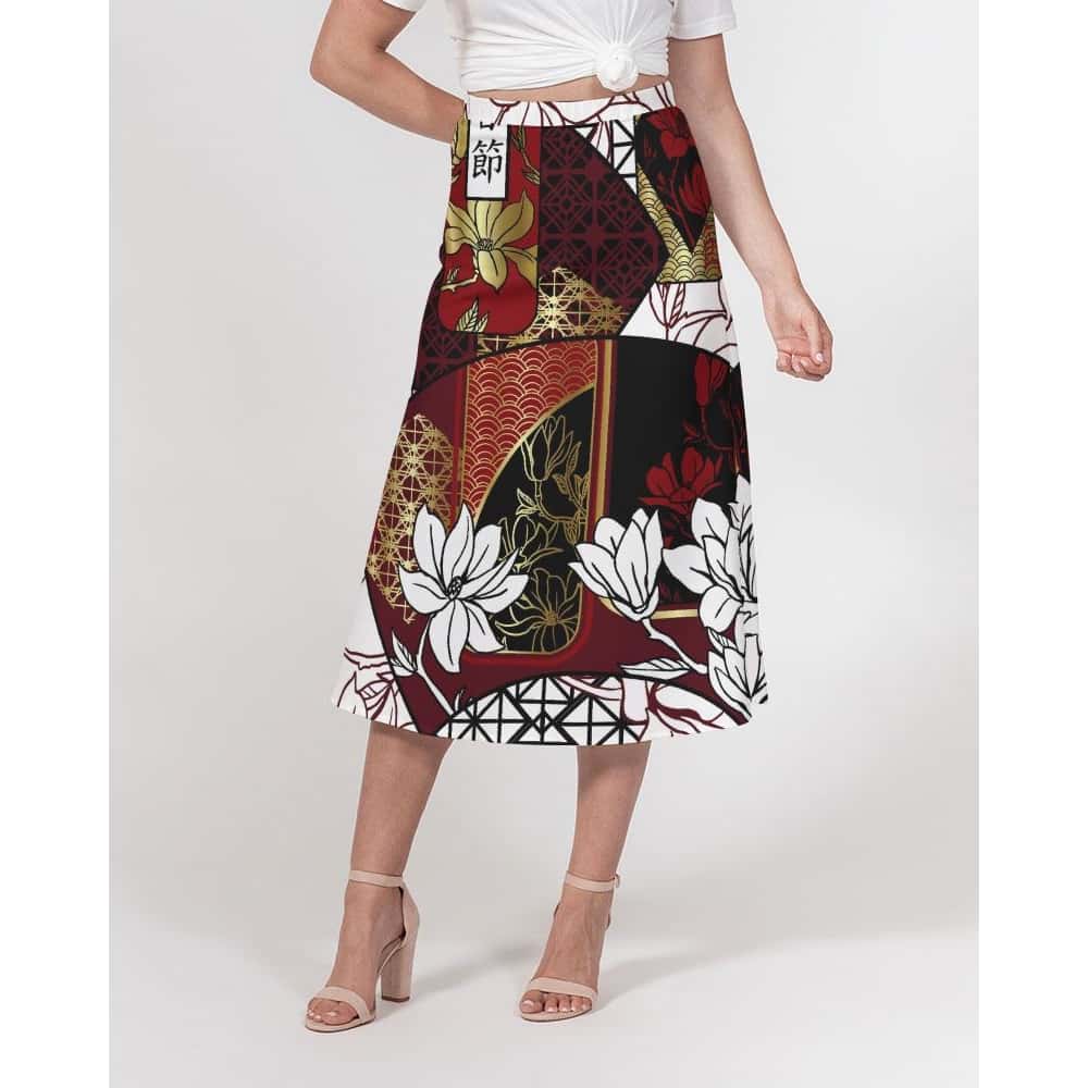 Floral Pattern A-Line Midi Skirt - $59.99 - Free Shipping