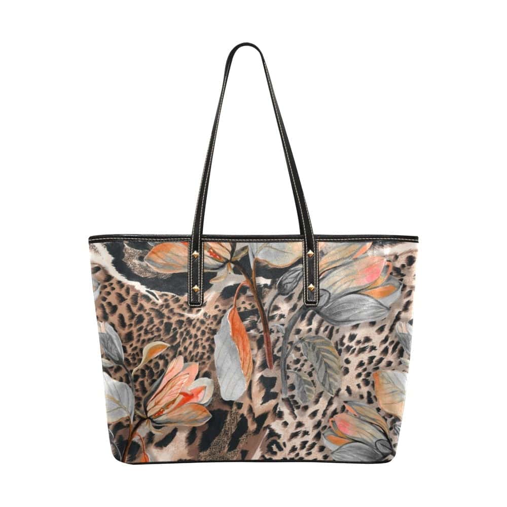 Flowers and Animal Print Chic Leather Tote Bag - $64.99