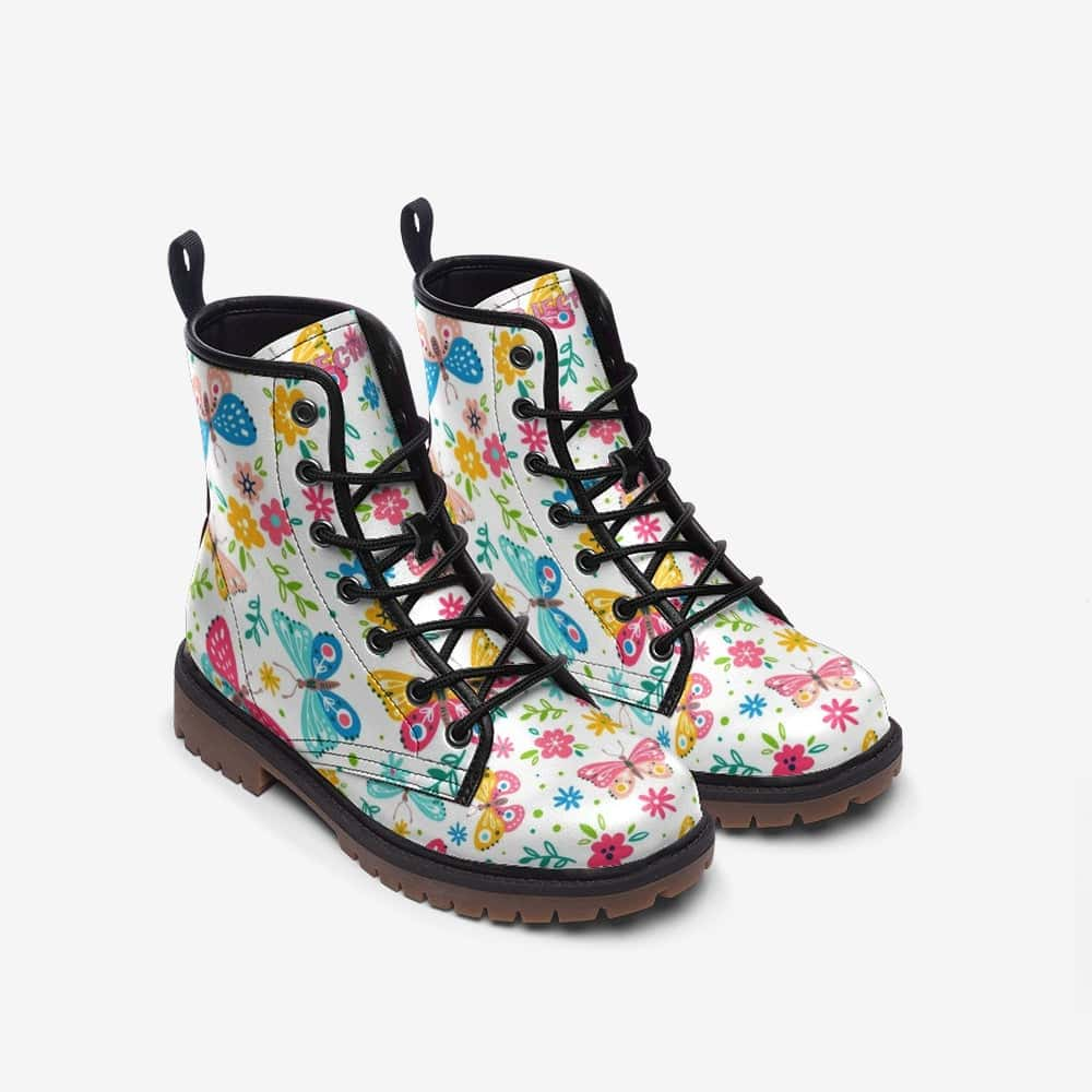 Flowers and Butterflies Vegan Leather Boots - $99.99 - Free