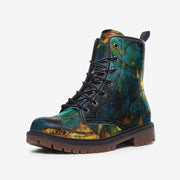 Green and Gold Vegan Leather Boots