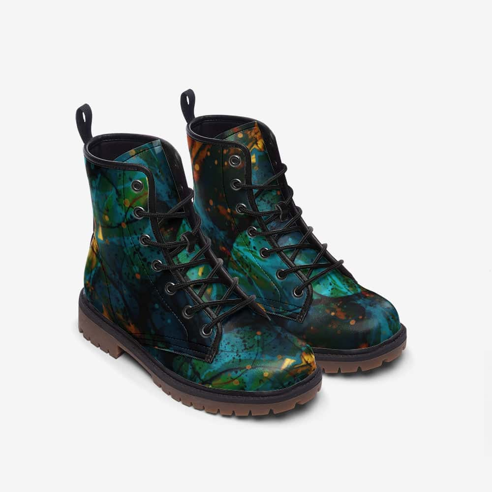 Green and Gold Vegan Leather Boots - $99.99 - Free Shipping