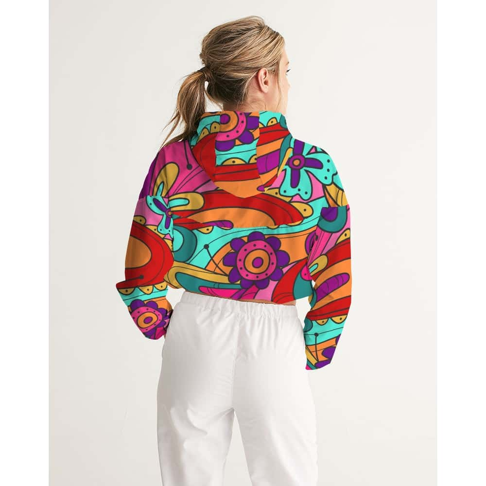 Groovy Flowers Cropped Windbreaker - $64.99 Free Shipping