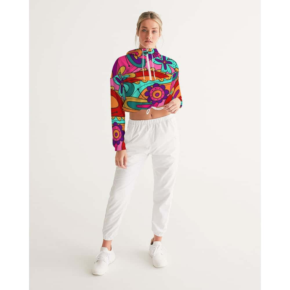 Groovy Flowers Cropped Windbreaker - $64.99 Free Shipping