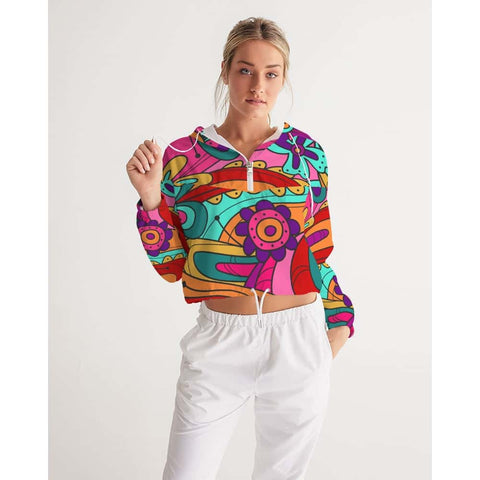 Groovy Flowers Cropped Windbreaker - $64.99 Free Shipping