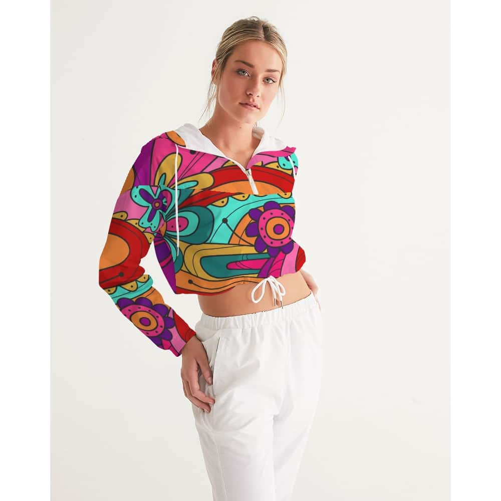 Groovy Flowers Cropped Windbreaker - $64.99 Free Shipping