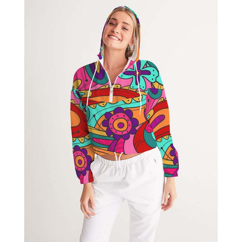 Groovy Flowers Cropped Windbreaker - $64.99 Free Shipping