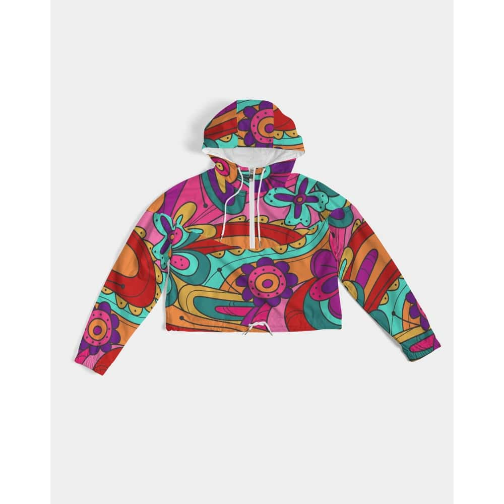 Groovy Flowers Cropped Windbreaker - $64.99 Free Shipping