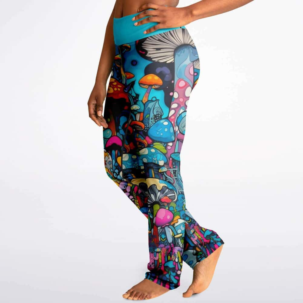 Groovy Mushrooms Flare Leggings - Free Shipping