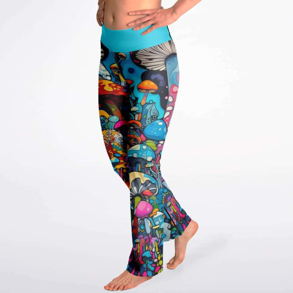 Groovy Mushrooms Flare Leggings - Free Shipping