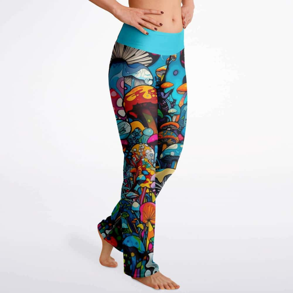 Groovy Mushrooms Flare Leggings - Free Shipping