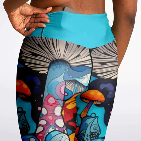 Groovy Mushrooms Flare Leggings - Free Shipping