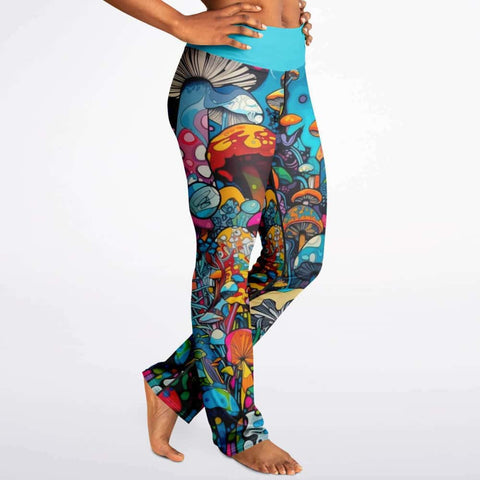 Groovy Mushrooms Flare Leggings - Free Shipping