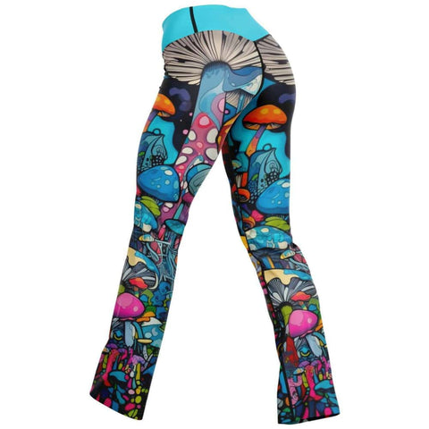 Groovy Mushrooms Flare Leggings - Free Shipping