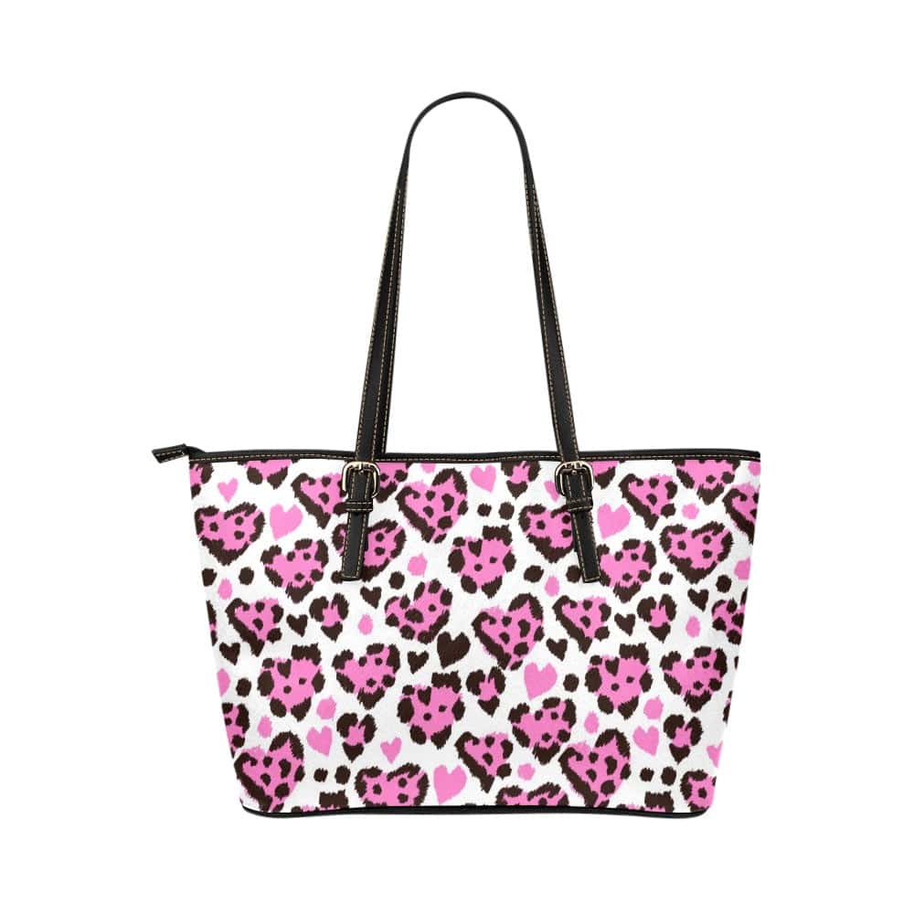 Heart Leopard Print Vegan Leather Tote Bag Large - $64.99 -