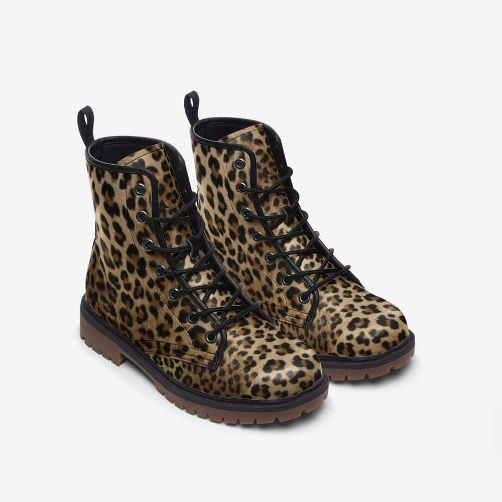 Leather 2024 leopard boots