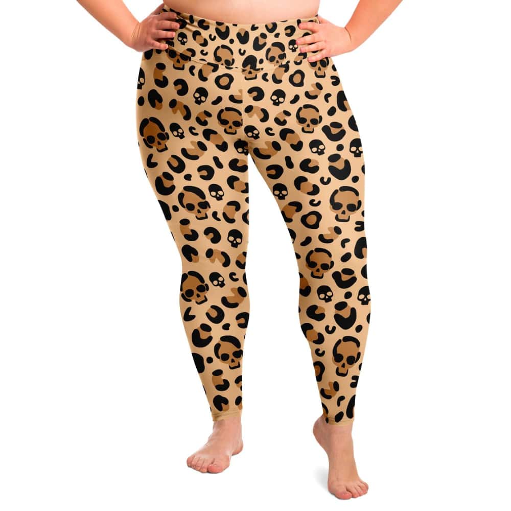Yellow To Orange Leopard Print Plus Size Leggings - Free - Projects817 LLC