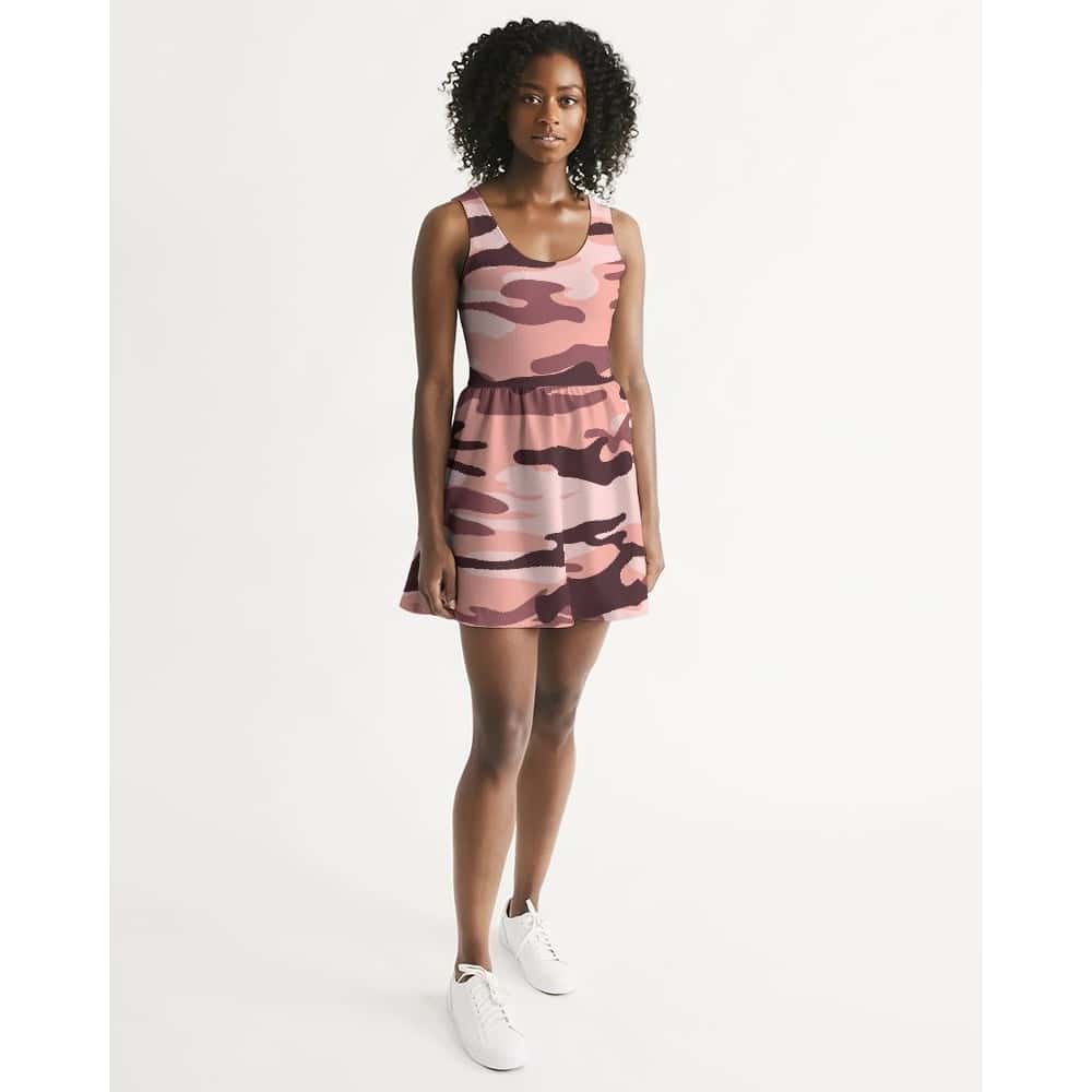 Light Pink Camo Scoop Neck Skater Dress - $57.99 Free