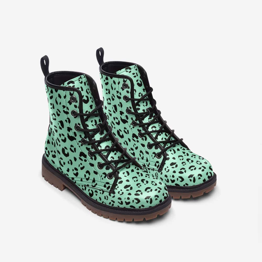 Mint Leopard Print Vegan Leather Boots - $99.99 - Free