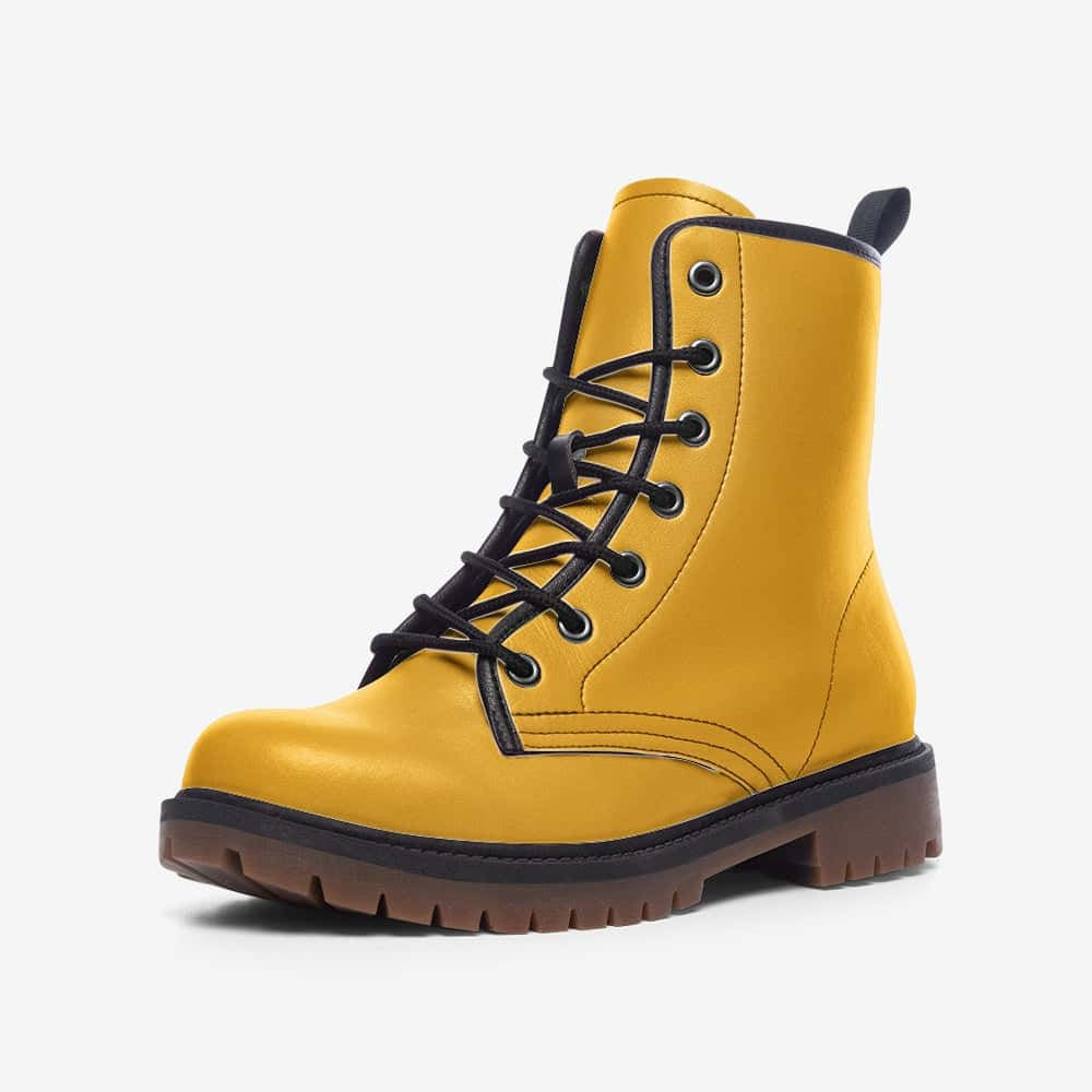 Mismatched Black and Yellow Vegan Leather Boots - $99.99