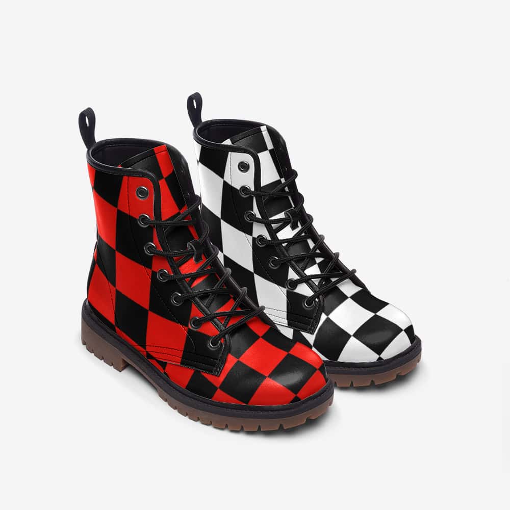Mismatched Checker Vegan Leather Boots - $99.99 - Free