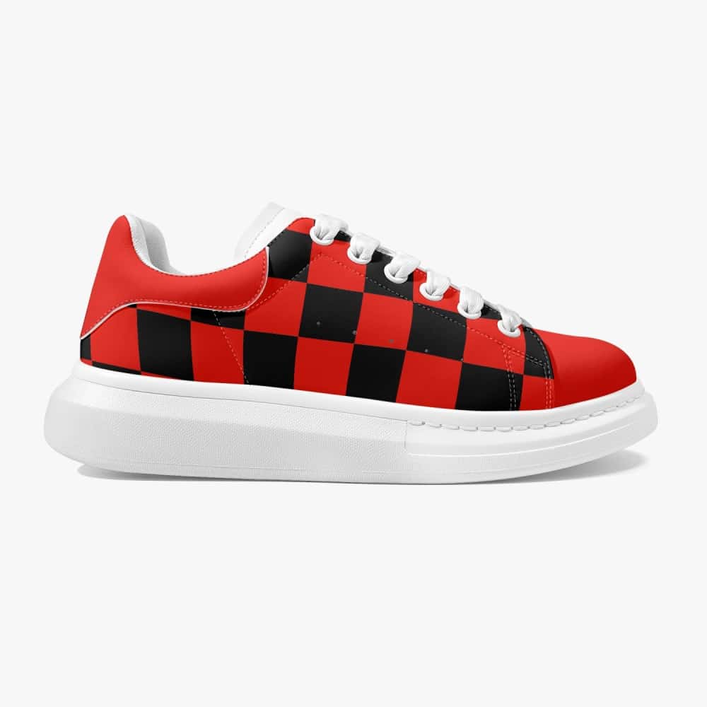 Mismatched Checkers Oversized Vegan Leather Sneakers -