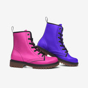 Mismatched Pink and Purple Vegan Leather Boots